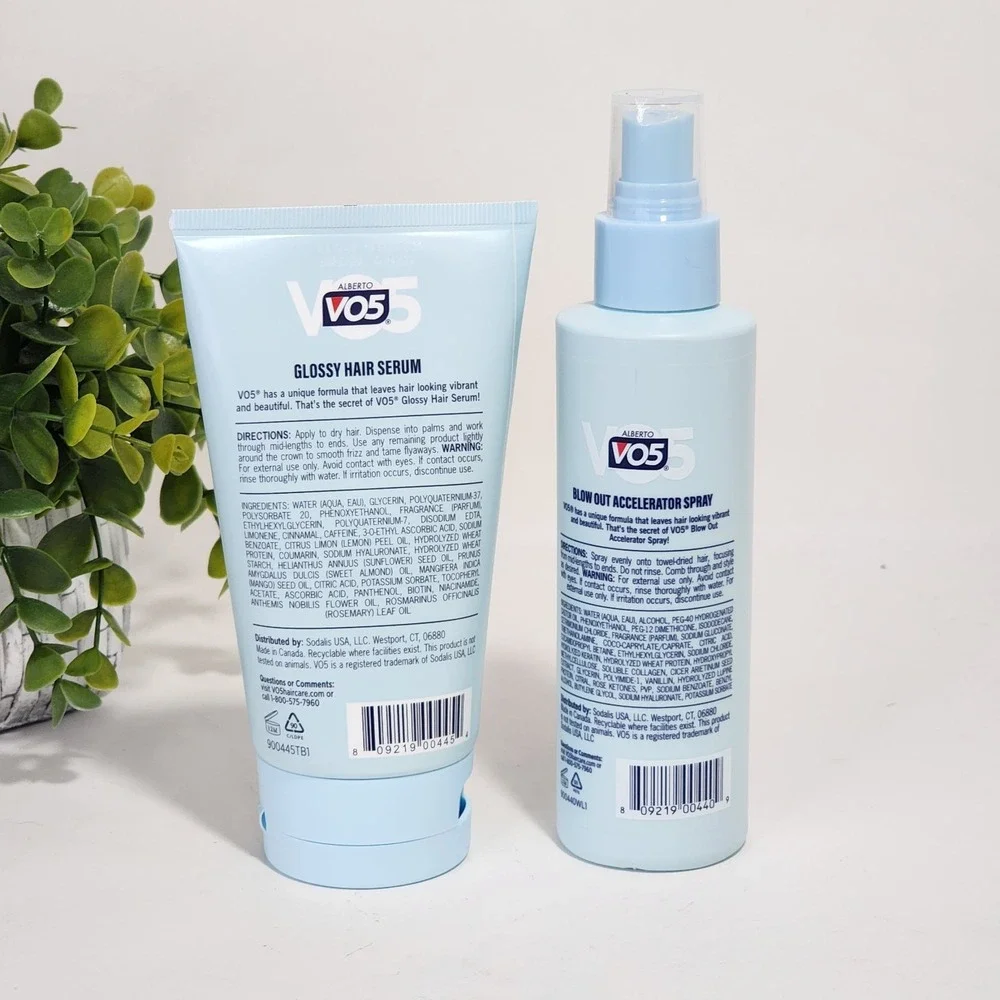 Alberto VO5 Glossy Hair Serum 5 Fl Oz And Blow Out Accelerator 5 fl oz Set